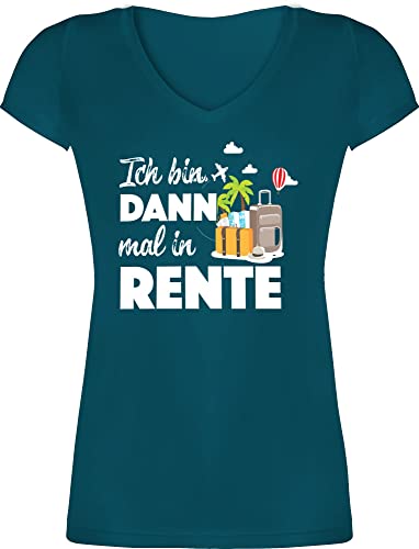 T-Shirt Damen V Ausschnitt - Ruhestand & Geschenk Rentnerin - Ich Bin dann mal in Rente - XXL - Türkis - Abschied kollegin 2024 Geschenk+zur+Rente 24 Ruhestand+Geschenk von Shirtracer