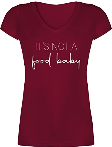 T-Shirt Damen V Ausschnitt - Schwangerschaftsverkündung - It's Not a Food Baby - XL - Bordeauxrot - verkündung Schwangerschaft nützliches für Schwangere schwanger Geschenk von Shirtracer