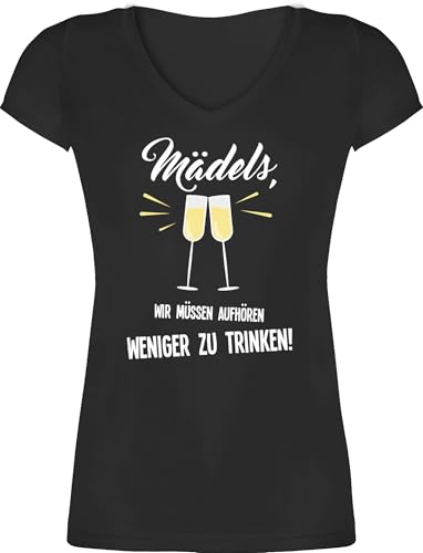 T-Shirt Damen V Ausschnitt - Sprüche Statement - Mädels Wir müssen aufhören weniger zu Trinken - XS - Schwarz - Party Tshirt Shirt junggesellinnenabschied JGA Sauf Shirts trinkshirt T-Shirt Damen V Ausschnitt - Sprüche Statement - Mädels Wir müssen aufhören weniger zu Trinken - XS - Schwarz - Party Tshirt Shirt junggesellinnenabschied JGA Sauf Shirts trinkshirt von Shirtracer
