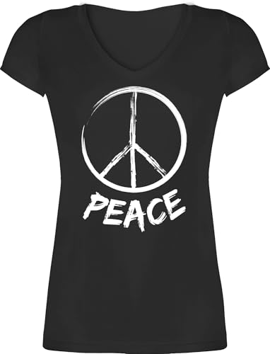 T-Shirt Damen V Ausschnitt - Sprüche Statement - Peace Grunge Look weiß - XL - Schwarz - Love Hippie Statement-t-Shirt mit Aufschrift Frieden t-Shirts Shirt Statements Zeichen Tshirt sprüchen T-Shirt Damen V Ausschnitt - Sprüche Statement - Peace Grunge Look weiß - XL - Schwarz - Love Hippie Statement-t-Shirt mit Aufschrift Frieden t-Shirts Shirt Statements Zeichen Tshirt sprüchen von Shirtracer
