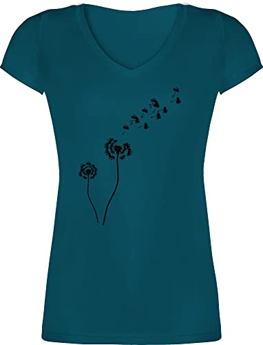 T-Shirt Damen V Ausschnitt - Sprüche Statement - Pusteblume Löwenzahn Geschenk Pusteblumen Blumen - XL - Türkis - Pflanzen Shirts pflanzenliebhaber Frauen Shirt Blume leiberl Pflanze Tshirt von Shirtracer