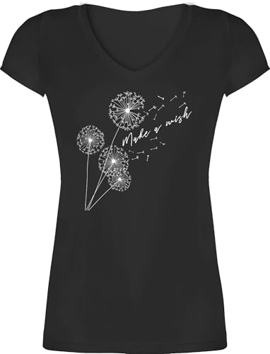 T-Shirt Damen V Ausschnitt - Sprüche Statement - Pusteblume Make a Wish Weiß - XS - Schwarz - Tshirt englische Statement-t-Shirt mit Aufschrift Dandelion t-Shirts Baumwolle Shirt Statements T-Shirt Damen V Ausschnitt - Sprüche Statement - Pusteblume Make a Wish Weiß - XS - Schwarz - Tshirt englische Statement-t-Shirt mit Aufschrift Dandelion t-Shirts Baumwolle Shirt Statements von Shirtracer