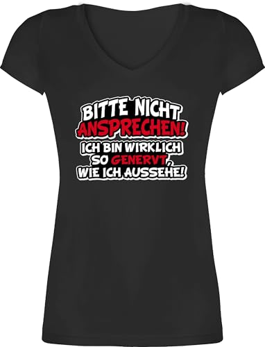 T-Shirt Damen V Ausschnitt - Sprüche Statement mit Spruch - Bitte Nicht ansprechen ich Bin wirklich so genervt - XS - Schwarz - schlechte Laune Tshirt lustige+sprüche+für+t-Shirts sprueche T-Shirt Damen V Ausschnitt - Sprüche Statement mit Spruch - Bitte Nicht ansprechen ich Bin wirklich so genervt - XS - Schwarz - schlechte Laune Tshirt lustige+sprüche+für+t-Shirts sprueche von Shirtracer