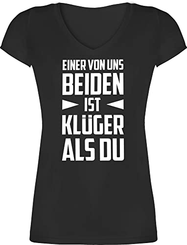 T-Shirt Damen V Ausschnitt - Sprüche Statement mit Spruch - Einer von Uns beiden ist Klüger als Du - weiß - XS - Schwarz - Tshirt sprueche t-Shirts lustige+sprüche+für+t-Shirts sprüchen Shirt T-Shirt Damen V Ausschnitt - Sprüche Statement mit Spruch - Einer von Uns beiden ist Klüger als Du - weiß - XS - Schwarz - Tshirt sprueche t-Shirts lustige+sprüche+für+t-Shirts sprüchen Shirt von Shirtracer
