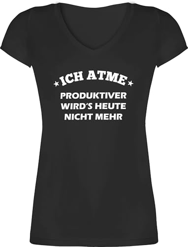T-Shirt Damen V Ausschnitt - Sprüche Statement mit Spruch - Ich atme Produktiver Wird es Heute Nicht mehr - XS - Schwarz - arbeits Tshirt lustige+sprüche+für+t-Shirts sprueche atmen t-Shirts T-Shirt Damen V Ausschnitt - Sprüche Statement mit Spruch - Ich atme Produktiver Wird es Heute Nicht mehr - XS - Schwarz - arbeits Tshirt lustige+sprüche+für+t-Shirts sprueche atmen t-Shirts von Shirtracer