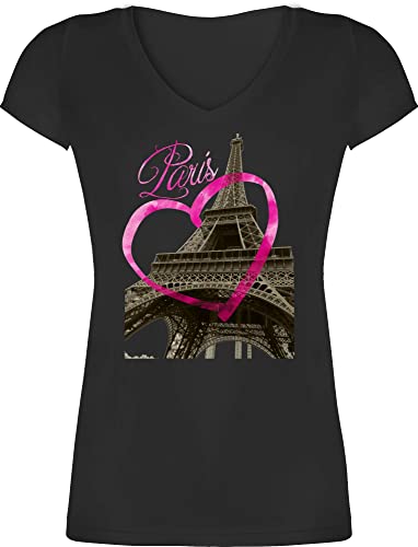 T-Shirt Damen V Ausschnitt - Stadt und City Outfit - I Love Paris - XS - Schwarz - t Shirt Frau Tshirt valentinstaggeschenk Eiffel Tower tischert städte eifeltürmen Tshirts Herz Eiffelturm T-Shirt Damen V Ausschnitt - Stadt und City Outfit - I Love Paris - XS - Schwarz - t Shirt Frau Tshirt valentinstaggeschenk Eiffel Tower tischert städte eifeltürmen Tshirts Herz Eiffelturm von Shirtracer