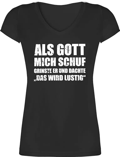 T-Shirt Damen V Ausschnitt - Statement - Als Gott Mich Schuf grinste er - Lustige Sprüche Witziger Spruch - XS - Schwarz - Tops Statement+Shirt+Damen Statements Shirts Tshirts Tshirt v-Ausschnitt T-Shirt Damen V Ausschnitt - Statement - Als Gott Mich Schuf grinste er - Lustige Sprüche Witziger Spruch - XS - Schwarz - Tops Statement+Shirt+Damen Statements Shirts Tshirts Tshirt v-Ausschnitt von Shirtracer