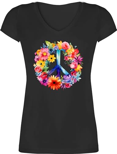 T-Shirt Damen V Ausschnitt - Statement - Peacezeichen I Peace Symbol Hippie I Frieden I 60er I 70er Flower Power I Flowerpower - XS - Schwarz - Hippy Tshirt Statement+Shirt+Damen Statements Hippi T-Shirt Damen V Ausschnitt - Statement - Peacezeichen I Peace Symbol Hippie I Frieden I 60er I 70er Flower Power I Flowerpower - XS - Schwarz - Hippy Tshirt Statement+Shirt+Damen Statements Hippi von Shirtracer