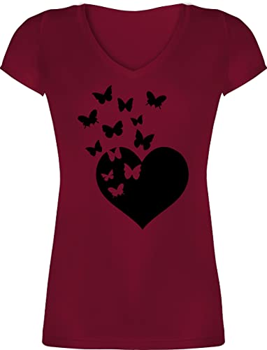 T-Shirt Damen V Ausschnitt - Valentinstag Partner Liebe - Herz mit Schmetterlingen - schwarz - XS - Bordeauxrot - Tshirt walentinstag Schmetterling Shirt vallentinstaggeschenk Tshirts T-Shirt Damen V Ausschnitt - Valentinstag Partner Liebe - Herz mit Schmetterlingen - schwarz - XS - Bordeauxrot - Tshirt walentinstag Schmetterling Shirt vallentinstaggeschenk Tshirts von Shirtracer