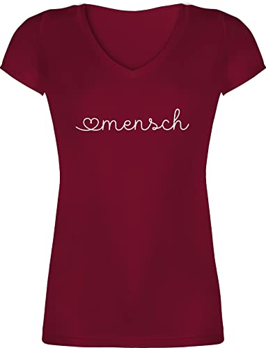 T-Shirt Damen V Ausschnitt - Valentinstag Partner Liebe - Herzensmensch Lieblingsmensch - Geschenk Beste Freundin Geschenke Frauen Männer Kleine Geschenke - M - Bordeauxrot - valentinsday Tshirts von Shirtracer