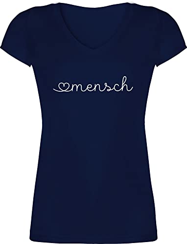 T-Shirt Damen V Ausschnitt - Valentinstag Partner Liebe - Herzensmensch Lieblingsmensch - Geschenk Beste Freundin Geschenke Frauen Männer Kleine Geschenke - M - Dunkelblau - valentinstagsgeschenke von Shirtracer