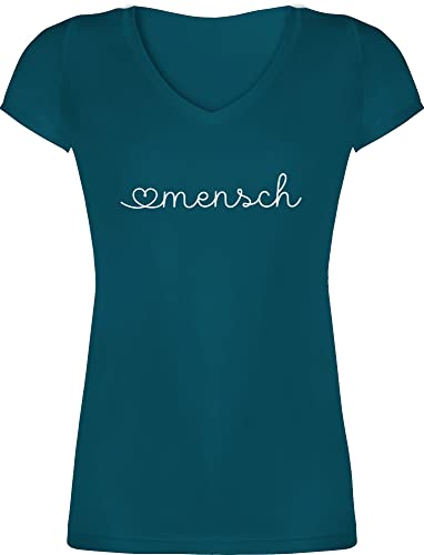 T-Shirt Damen V Ausschnitt - Valentinstag Partner Liebe - Herzensmensch Lieblingsmensch - Geschenk Beste Freundin Geschenke Frauen Männer Kleine Geschenke - M - Türkis - walentinstagsgeschenk von Shirtracer