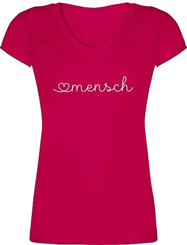 T-Shirt Damen V Ausschnitt - Valentinstag Partner Liebe - Herzensmensch Lieblingsmensch - Geschenk Beste Freundin Geschenke Frauen Männer Kleine Geschenke - XXL - Fuchsia - valentinestag von Shirtracer