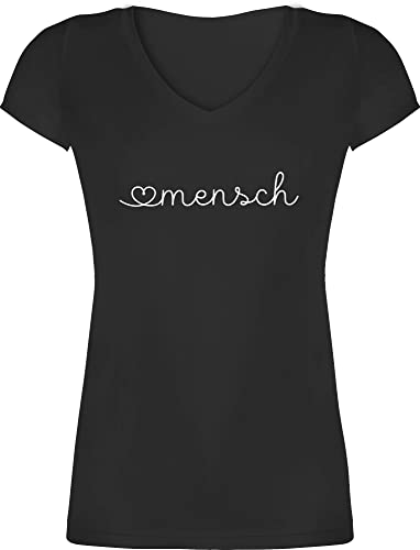 T-Shirt Damen V Ausschnitt - Valentinstag Partner Liebe - Herzensmensch Lieblingsmensch - Geschenk Beste Freundin Geschenke Frauen Männer Kleine Geschenke - M - Schwarz - t Shirts von Shirtracer