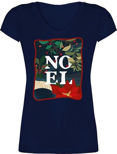 T-Shirt Damen V Ausschnitt - Weihnachten Geschenke Christmas Bekleidung - Noel - XL - Dunkelblau - weihnachtsoutfit weihnachtsmotiv Tshirt weihnachtsshirts weihnacht Shirt weihnachtsshirt Weihnachts von Shirtracer