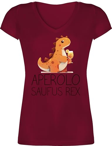 T-Shirt Damen V Ausschnitt - & Alkohol - Aperolo Saufus Rex | Party | Stadtfest | Straßenfest | JGA | Malle Party | Trinkspaß - XS - Bordeauxrot - Tshirt Sauf-Shirts Sauf Shirt trinkshirt Alki von Shirtracer