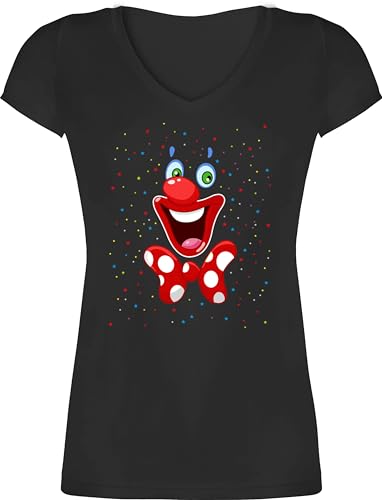 T-Shirt Damen V Ausschnitt - & Fasching - Clown Gesicht Karneval Kostüm I Clownkostüm witziges Clowngesicht I Fastnacht I Fasnacht I Fasnet - XS - Schwarz - faschingsshirt Faschings Clowns Shirt T-Shirt Damen V Ausschnitt - & Fasching - Clown Gesicht Karneval Kostüm I Clownkostüm witziges Clowngesicht I Fastnacht I Fasnacht I Fasnet - XS - Schwarz - faschingsshirt Faschings Clowns Shirt von Shirtracer
