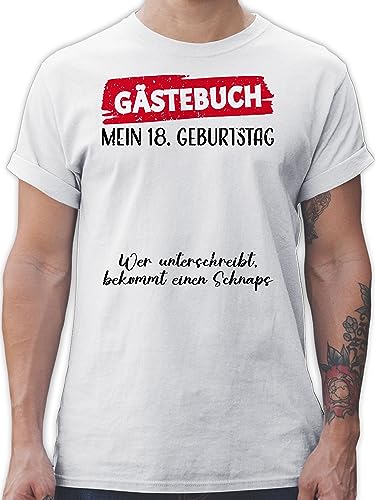 T-Shirt Herren - Gästebuch 18. Geburtstag - L - Weiß - Geschenk 18 jährige Tshirt zum 18: Geb Geburtstagsgeschenk Geschenkidee Geschenke endlich jähriger Coole+Geschenkideen+18+Geburtstag von Shirtracer