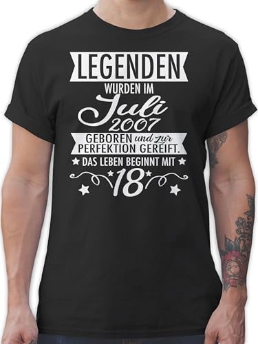 T-Shirt Herren - 18. Geburtstag - Legenden Juli 2007 Achtzehnter weiß - L - Schwarz - Geschenke für männer 18 18.Tshirt volljährig 2006 Shirts Tshirt Junge Tshirt. 18.Geburtstag 18ten ich Bin von Shirtracer
