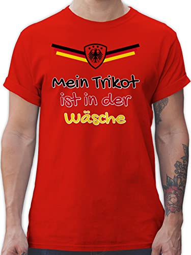 T-Shirt Herren - Fußball EM WM - Mein Trikot ist in der Wäsche Deutschland - 5XL - Rot - 2022 t-Shirts Trikots Tshirt fu Ball Team Shirts Shirt 2024 em- Fanartikel t-schirt Fussball fußballer t von Shirtracer