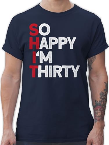 T-Shirt Herren - 30. Geburtstag - Shit im Thirty weiß/rot - L - Navy Blau - Geb Feier 30 t Shirts männer Tshirt 30iger Geschenk Shirt lustige+30er+Geschenke Tshirts Geschenke zum 30er von Shirtracer