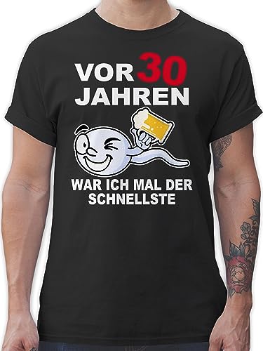 T-Shirt Herren - 30. Geburtstag - Vor 30 Jahren war ich mal der schnellste - lustig witzig Geschenk - L - Schwarz - 30ig Shirt 30th Birthday Tshirts lustige zum männer 30.Geburtstag Tshirt t von Shirtracer