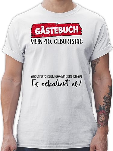 T-Shirt Herren - Gästebuch 40. Geburtstag - XXL - Weiß - Geschenk zum 40 Tshirt 40er Geschenke Geburstag Jahre .Geburtstag 40zigster jährigen 40sten 40ste lustiges sprüche vierzigsten von Shirtracer