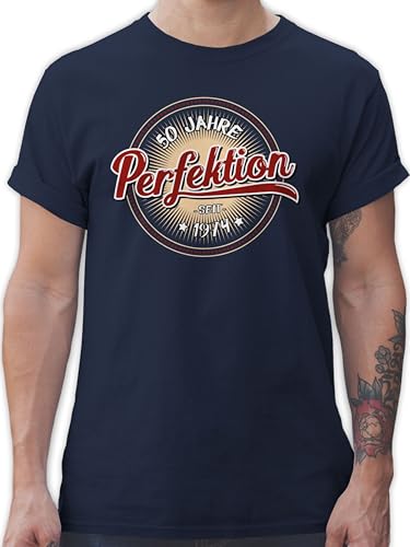 T-Shirt Herren - 50. Geburtstag - Fünfzig Jahre Perfektion seit 1974 weiß - XXL - Navy Blau - geburtstagsshirt 50 männer zum 50er Mann Tshirt Geschenk 50zigsten tishrt Shirt fünfzigster Tshirts von Shirtracer