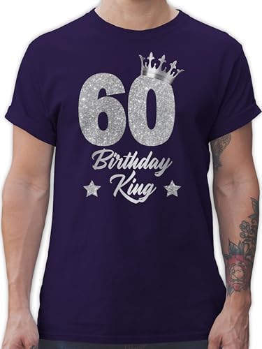 T-Shirt Herren - 60. Geburtstag - 60 Birthday King Geburtstags König Geburtstagsgeschenk 60 - XXL - Lila - Jahre Geschenk zum sprüche Geschenke Geschenke. Geburtstagsgeschenke von Shirtracer