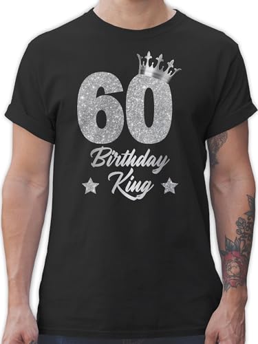 T-Shirt Herren - 60. Geburtstag - 60 Birthday King Geburtstags König Geburtstagsgeschenk 60 - XXL - Schwarz - Tshirt zum 60.Geburtstag 60-Geburtstag Happy Shirt Geschenke 60.Geb. sechzig von Shirtracer