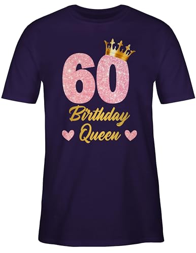 T-Shirt Herren - 60. Geburtstag - 60 Birthday Queen Geburtstags Königin Geburtstagsgeschenk 60 - XL - Lila - Geschenke Fuer ab Tshirt zum 60.Geburtstag 60-Geburtstag Krone Shirt von Shirtracer