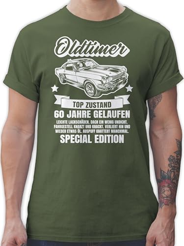 T-Shirt Herren - 60. Geburtstag - Oldtimer 60 Jahre - L - Army Grün - Tshirt zum 60.Geburtstag 60-Geburtstag überraschung Shirt Geschenke 60.Geb. sechzig für männer Geburtstagsgeschenke Sixty von Shirtracer