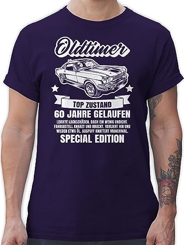 T-Shirt Herren - 60. Geburtstag - Oldtimer 60 Jahre - XL - Lila - Tshirt zum Mann Geschenk Geburtstagsgeschenk Years sprüche Geb. 60er Geschenke für jährige t-Shirts 60.TER Geburtstags t Shirt von Shirtracer