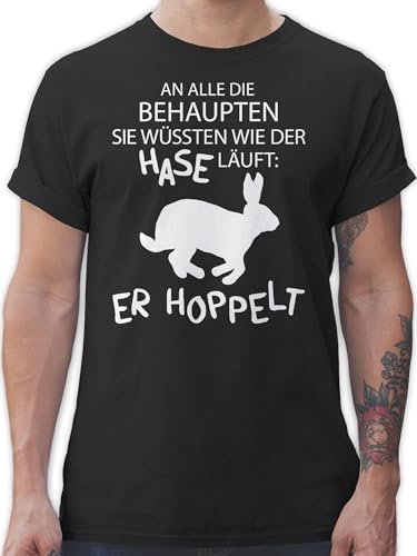 T-Shirt Herren - An alle die wissen wie der Hase läuft er hoppelt I Hase hoppelt I Osterhase I Oster Hase - S - Schwarz - Geschenke zu Ostern osterhasen OSTE Tshirt Easter Gifts Hasen Bunny Shirt von Shirtracer
