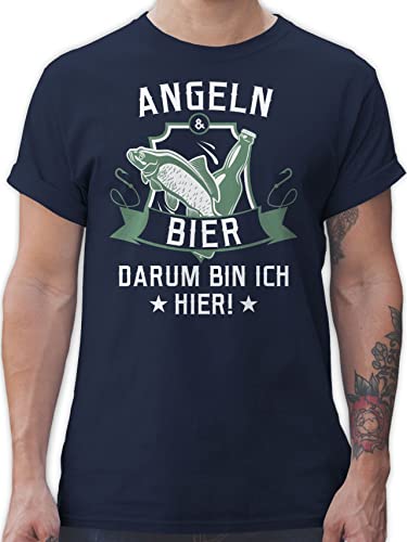 T-Shirt Herren - Angler Geschenke & Zubehör - Angeln und Bier - XL - Navy Blau - Shirt männer mit Spruch sprüche t Herren-Shirt Tshirt t-Shirts Maenner Baumwolle sprüchen teschrt Man Tshirts von Shirtracer