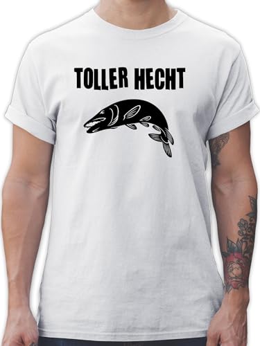 T-Shirt Herren - Angler Geschenke & Angeln Zubehör - Toller Hecht - L - Weiß - Fisch Tshirt männer Angel sprüche Fun Shirt angelmotiv Tshirts Motto leiberl t-Shirts Shirts Maenner für Mann t von Shirtracer