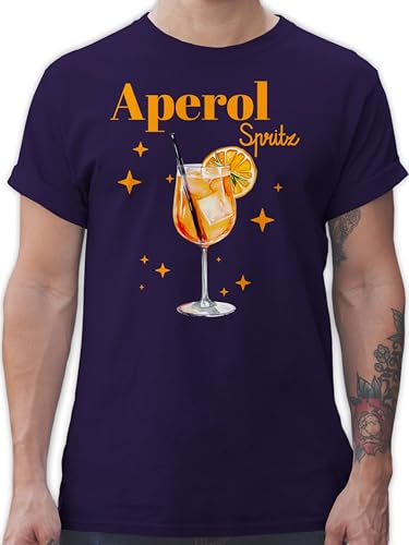 T-Shirt Herren - Karneval & Fasching - Aperol Spritz Kostüm I Aperoli I Aperollin Freundin Spritztour - M - Lila - Shirt faschingsshirt Faschings Glas Tshirt Faschings-t-Shirt Karnevals getränk von Shirtracer