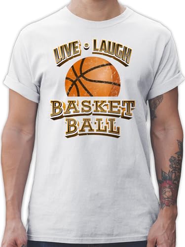 T-Shirt Herren - Trikot Ersatz Training - Live Laugh Basketball Vintage - S - Weiß - Outfit Basketballer von Shirtracer