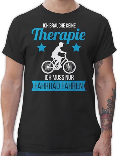 T-Shirt Herren - Bekleidung Radsport - Ich Brauche Keine Therapie ich muss nur Fahrrad Fahren weiß - XL - Schwarz - Radsport-Bekleidung Radfahren Radfahrer Tshirt Cycling Shirt Men Bike von Shirtracer