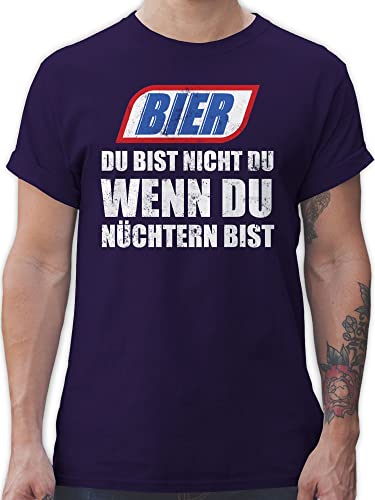 T-Shirt Herren - Party & Alkohol - Bier Du bist Nicht du wenn du nüchtern bist Vintage - XXL - Lila - lustige sprüche t-Shirts Tshirt Fun Shirt männer Geschenke für Biertrinker tischirt. von Shirtracer