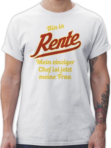 T-Shirt Herren - Bin in Rente - Mein einziger Chef ist jetzt Meine Frau | Lustiges Geschenk zum Renteneintritt Mann | Witziges Rentner Geschenk Mann | Fun Geschenkidee Rentner Männer - M - Weiß von Shirtracer