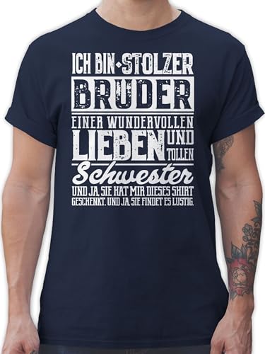 T-Shirt Herren - Ich Bin stolzer Bruder - XL - Navy Blau - für Meinen Tshirt Geschenke Geschenk Weihnachten Bester zu seinen fur einen sprüche Geschenkidee Geschenkideen Beste Schwester Brother von Shirtracer