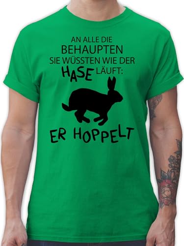 T-Shirt Herren - Der Hase hoppelt I Osterhase I Oster Hase I Hoppelhase - XXL - Grün - Tshirt Hasen osterhasen Bunny Shirt hasenmotiv Ostern tischirt. häschen Rabbit Shirts mit Ostern￼ von Shirtracer
