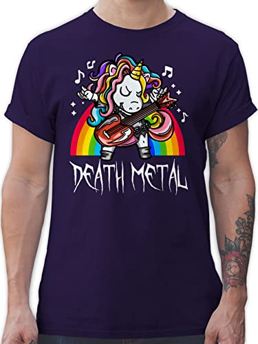 T-Shirt Herren - Geschenk Unicorn - Death Metal Einhorn - XL - Lila - Tshirt einhörner Shirt Mann sprüche tishirt Man Geschenke t Shirts männer Motiv tishrt Tshirts tishrtt t-Shirts Fun von Shirtracer