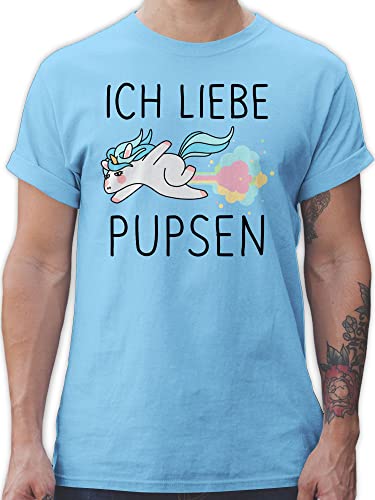 T-Shirt Herren - Unicorn - Ich Liebe pupsen Einhorn - Furtz Lustig Pups Geschenk Fürze - XL - Hellblau - t Shirt sprüche Tshirt Mann Tshirts für männer Shirts Fun Erwachsenen Sachen Unicorns von Shirtracer