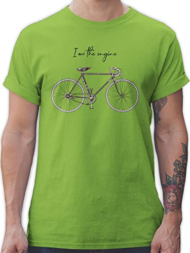 T-Shirt Herren - Fahrrad Bekleidung Radsport - I am The Engine - M - Hellgrün - Geschenke für Radfahrer Shirt Men mit fahrradmotiven Geschenk fahrradliebhaber männer t-Shirts fahrradmotiv Cycle von Shirtracer