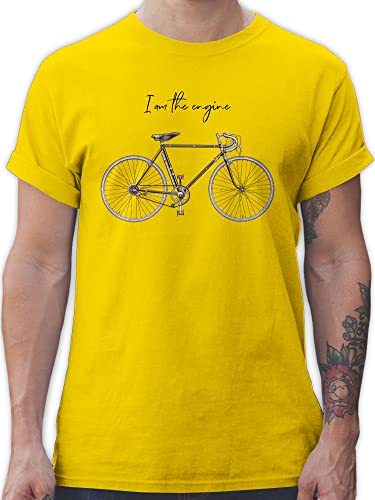 T-Shirt Herren - Fahrrad Bekleidung Radsport - I am The Engine - XL - Gelb - Fahrradfahrer Geschenke Cycling Shirt Men fahr Rad für Radfahrer t Shirts männer Fahrradbekleidung Bekleidungs von Shirtracer