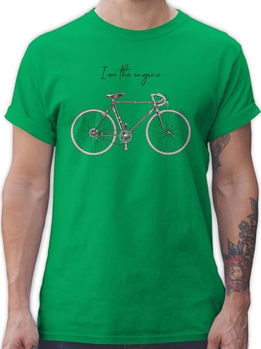 T-Shirt Herren - Fahrrad Bekleidung Radsport - I am The Engine - XL - Grün - fahrradliebhaber männer Tshirts Shirt mit fahrradmotiv Radsport-Bekleidung Geschenke für Radfahrer Radler Tshirt Mann von Shirtracer