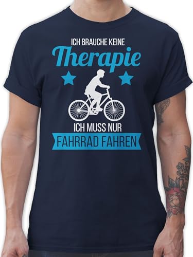 T-Shirt Herren - Bekleidung Radsport - Ich Brauche Keine Therapie ich muss nur Fahrrad Fahren weiß - 3XL - Navy Blau - Fahrradfahrer Tshirt männer fahrradgeschenke Tshirts fahrradfahren Kurzarm von Shirtracer