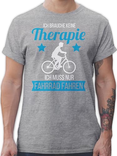 T-Shirt Herren - Bekleidung Radsport - Ich Brauche Keine Therapie ich muss nur Fahrrad Fahren weiß - L - Grau meliert - t Shirt Kurzarm Radfahrer Geschenk männer Tshirt fahrradliebhaber Tshirts von Shirtracer